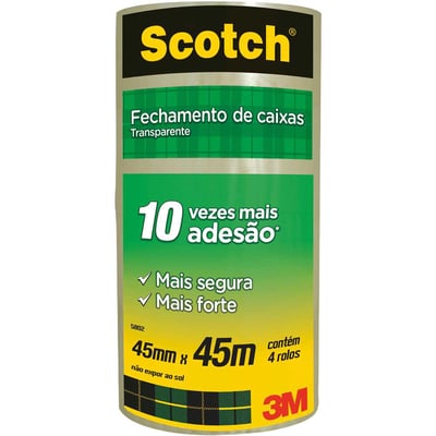 Fita adesiva, 45 mm x 45 m, transparente, embalagem com 4 rolos, hb004031199