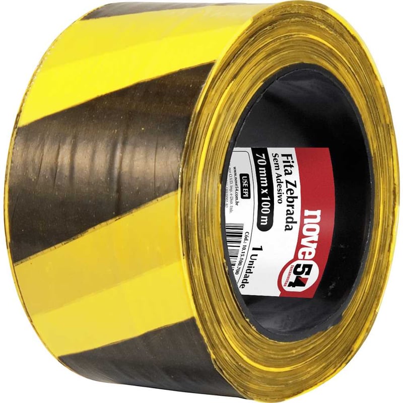 Fita zebrada sem adesivo, 70 mm x 100 m