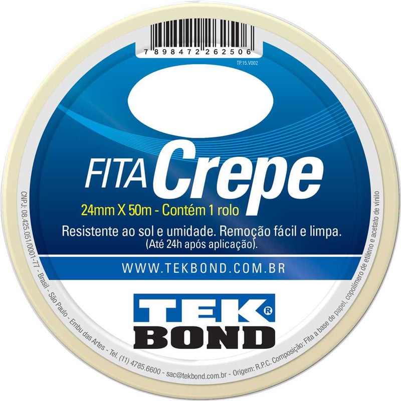Fita crepe, 24 mm x 50 m, creme, uso geral, 211110245000
