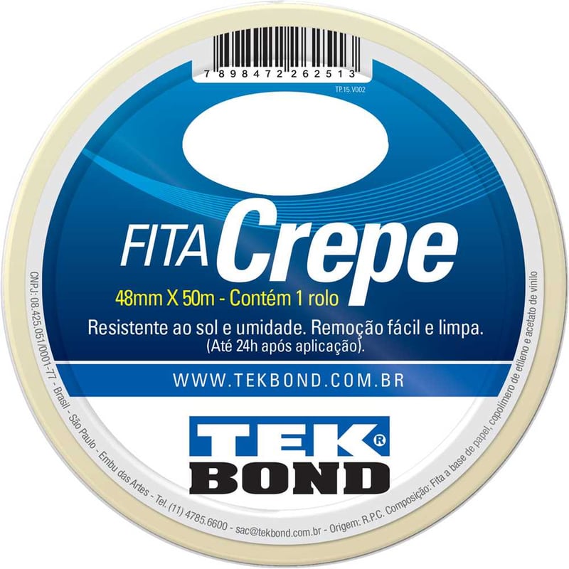 Fita crepe, 48 mm x 50 m, creme, uso geral, 211110485000
