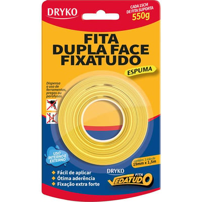 Fita dupla face espuma, 19 mm x 1,5 m