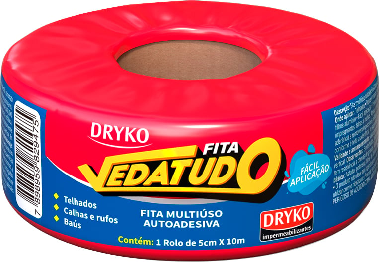 Fita adesiva impermeável com manta asfáltica, 5 cm x 10 m, Vedatudo Alumínio