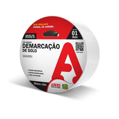 Fita adesiva para demarcação, 50 mm x 30 m, branca