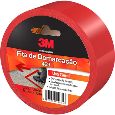 Fita de Demarcação solo, vermelha, 50 mm x 30 m