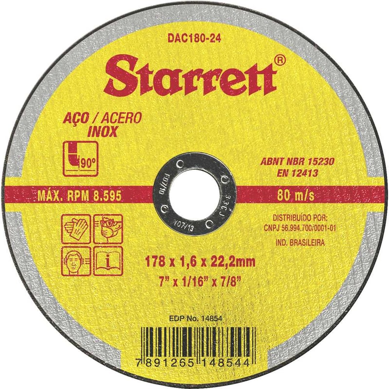 Disco de corte 178 mm x 1,6 mm x 22,23 mm