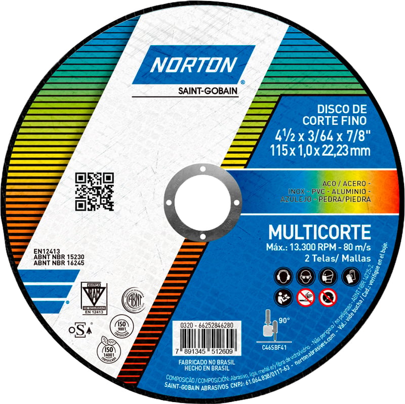 Disco de corte, 115 mm x 1,0 mm x 22,23 mm, Multicorte