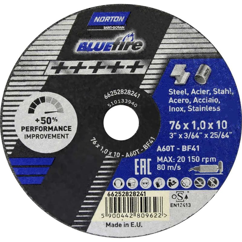 Disco de corte 76 mm x 1 mm x 10 mm, T41