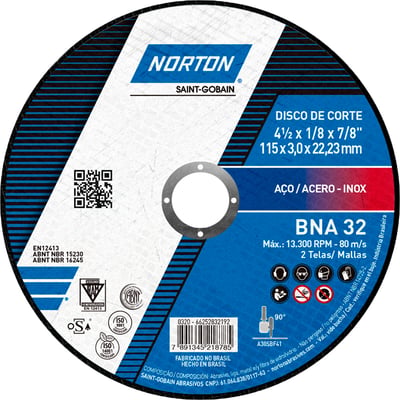 Disco de corte 115 mm x 3 mm x 22,23 mm, BNA32