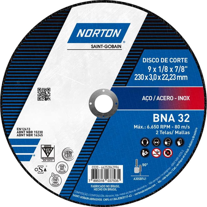 Disco de corte 230 mm x 3 mm x 22,23 mm, BNA32