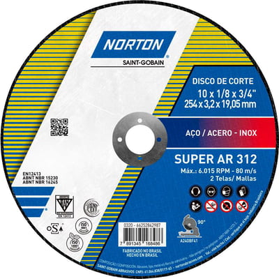 Disco de corte, 254 mm x 3,2 mm x 19,05 mm, AR 312