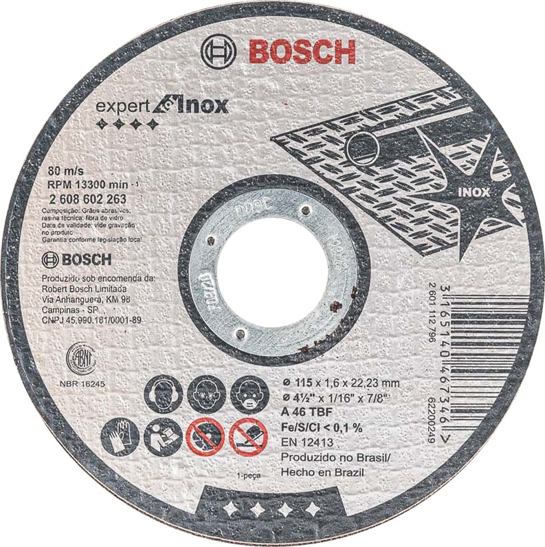 Disco de corte 115 mm x 1,6 mm x 22,23 mm, IND 40