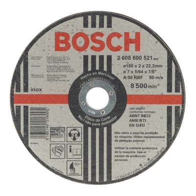 Disco de corte 180 mm x 2 mm x 22,23 mm