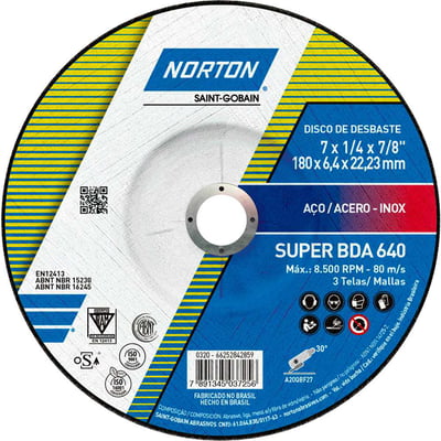 Disco de desbaste 180,0 mm x 6,4 mm x 22,23 mm, BDA 640