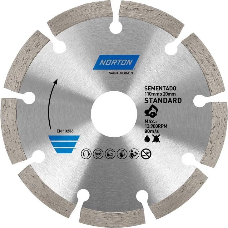 Disco diamantado segmentado, 110 mm, furo 20 mm, linha standard, 70184633936