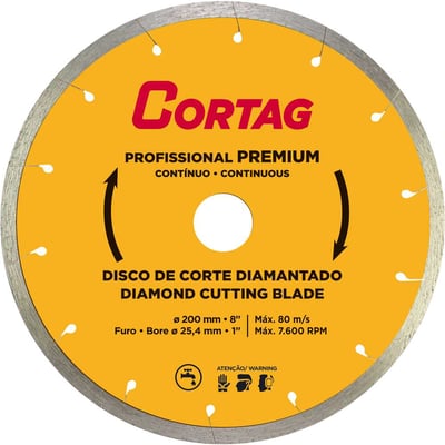 Disco de corte diamantado, 200 mm, profissional premium