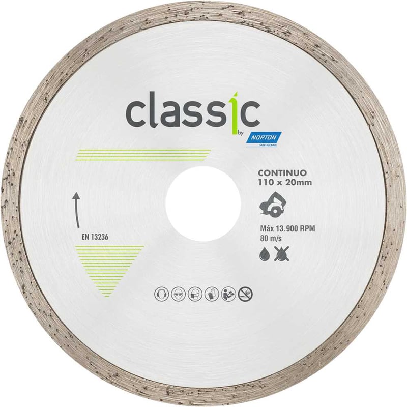 Disco de corte diamantado, 110 mm x 20 mm, contínuo, modelo