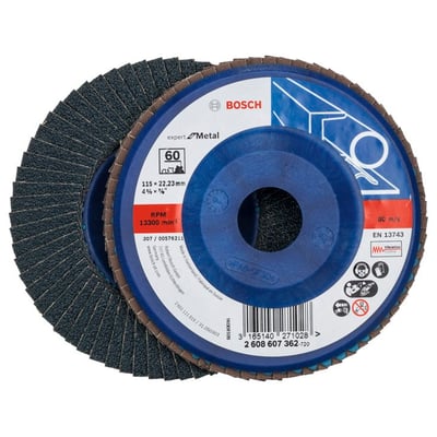 Flap-disc, disco de desbaste/acabamento, 7" - 180 mm, reto, grão 60, 2608619029