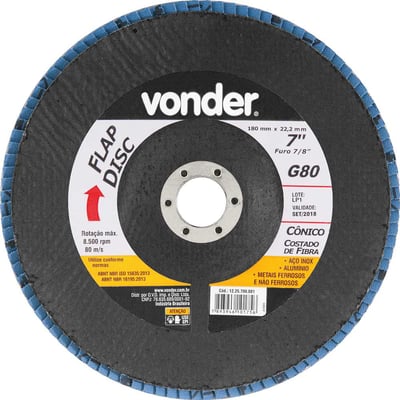 Flap-disc, disco de desbaste/acabamento, 7" - 180 mm, cônico, grão 80