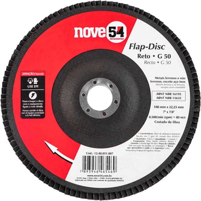 Flap-disc, disco de desbaste/acabamento, 7" - 180 mm, reto, grão 50