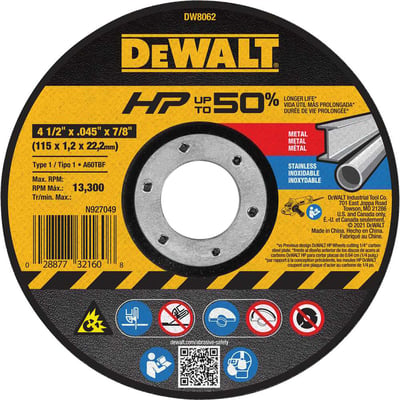 Disco de corte 115 mm x 1 mm x 22,23 mm, alta performance para metal e inox