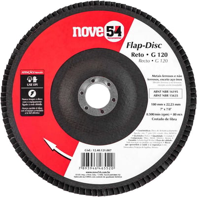Flap-disc, disco de desbaste/acabamento, 7" - 180 mm, reto, grão 120
