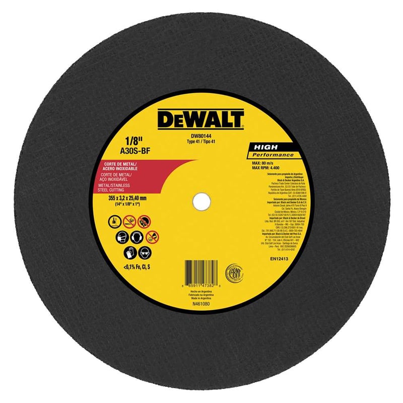 Disco de corte, 355 mm x 3,2 mm x 25,40 mm, para aço e inox, High Performance