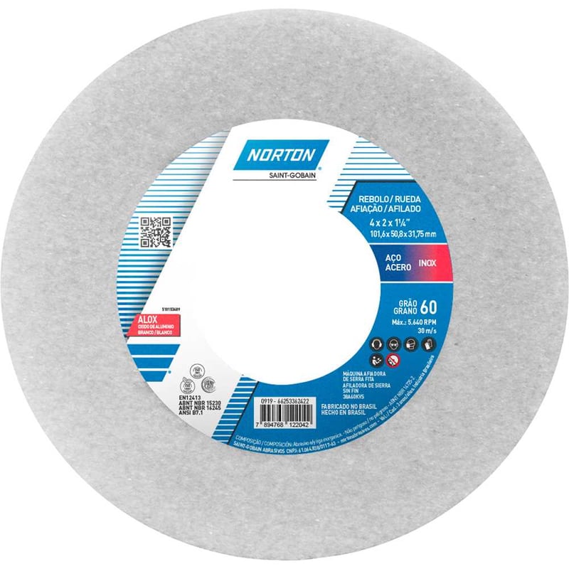 Rebolo copo reto 101,6 mm x 50,8 mm x 31,8 mm, grão 60