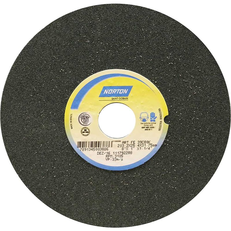 Rebolo reto 8" x 1" 39C, grão 80, verde