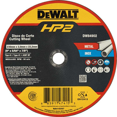 Disco de corte 230 mm x 2 mm x 22,23 mm, DW84902 HP2