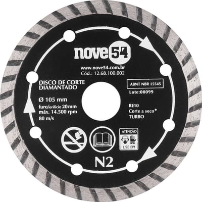 Disco de corte diamantado, 105 mm x 20 mm, turbo