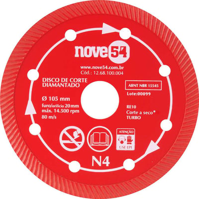 Disco de corte diamantado, 105 mm x 20 mm, turbo