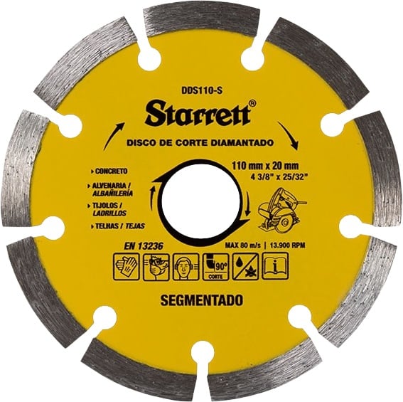 Disco de corte diamantado, 110 mm x 20 mm, segmentado, DDS110-S STARRET