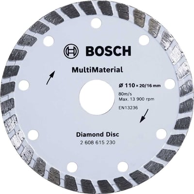 Disco de corte diamantado, 110 mm, multimaterial turbo, 2 608 615 230 BOSCH.