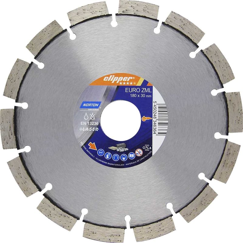 Disco de corte diamantado, 180 mm x 30 mm, segmentado