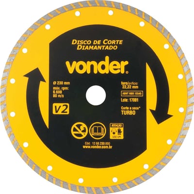 Disco de corte diamantado, 230 mm x 22,2 mm, turbo