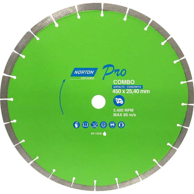 Disco diamantado 450 mm, para asfalto e concreto, segmentado