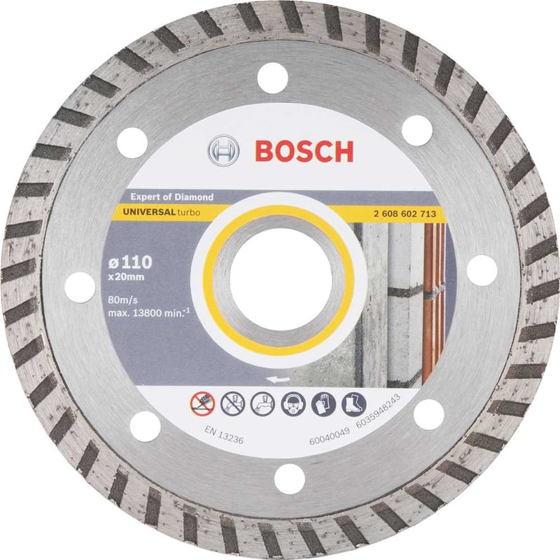 Disco de corte diamantado, 110 mm x 20 mm, turbo, 2608602713