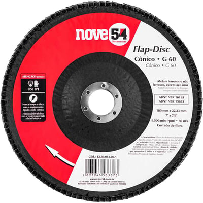 Flap-disc, disco de desbaste/acabamento, 7" - 180 mm, cônico, grão 60