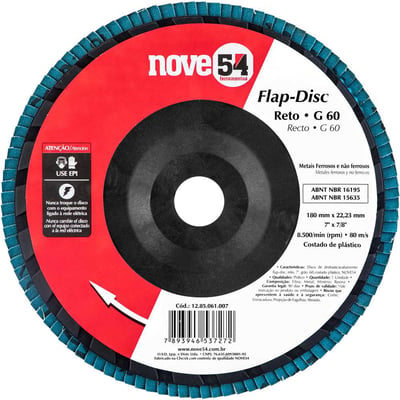 Flap-disc, disco de desbaste/acabamento, 7" - 180 mm, grão 60