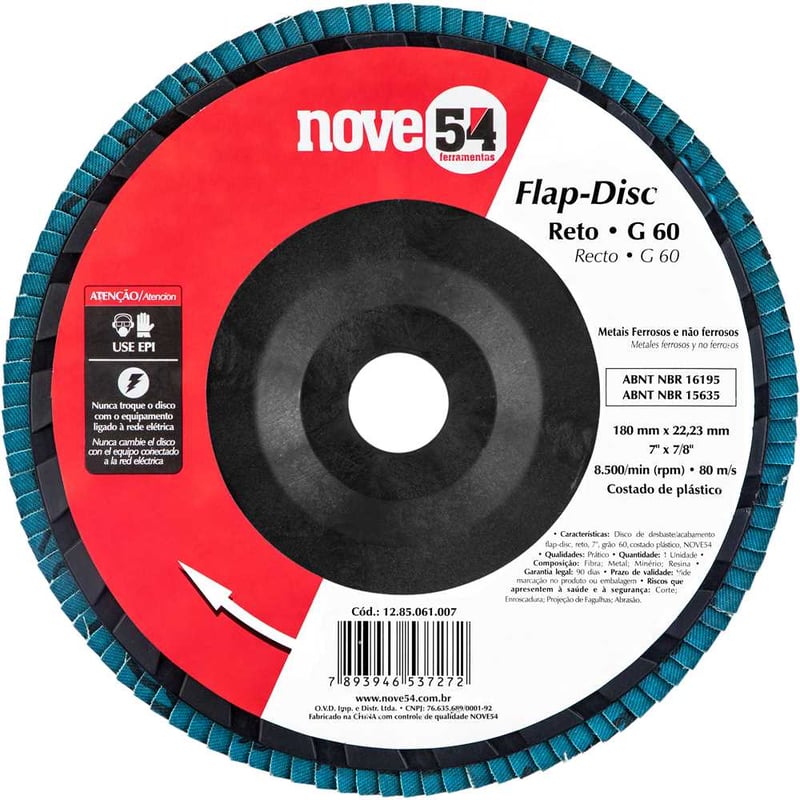 Flap-disc, disco de desbaste/acabamento, 7" - 180 mm, grão 60