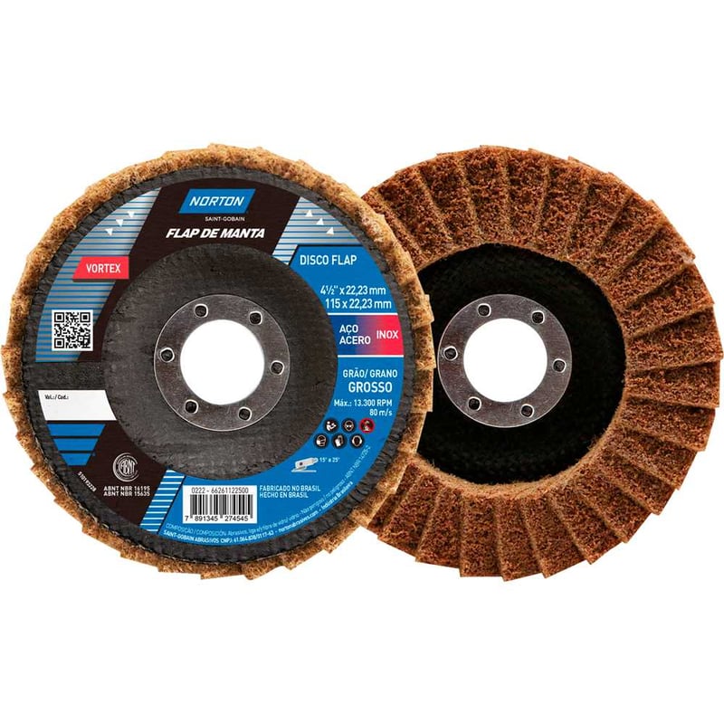 Disco para desbaste e acabamento, flap BEAR TEX, perfil cônico, 4 1/2" (115 mm x 122 mm), 66261122500