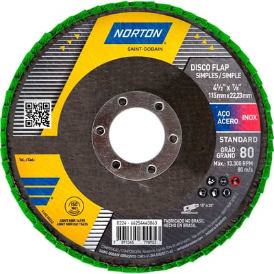 Flap-disc, disco de desbaste/acabamento, 4.1/2" - 115 mm, grão 80, R244 Standard, 66254443863