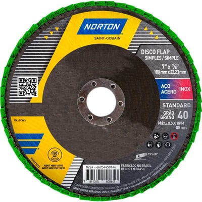 Flap-disc, disco de desbaste/acabamento, 7" - 180 mm, grão 40, R244 Standard, 66254450146