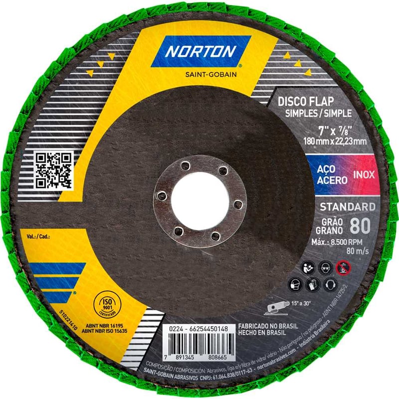 Flap-disc, disco de desbaste/acabamento, 7" - 180 mm, grão 80, R244 Standard, 66254450148