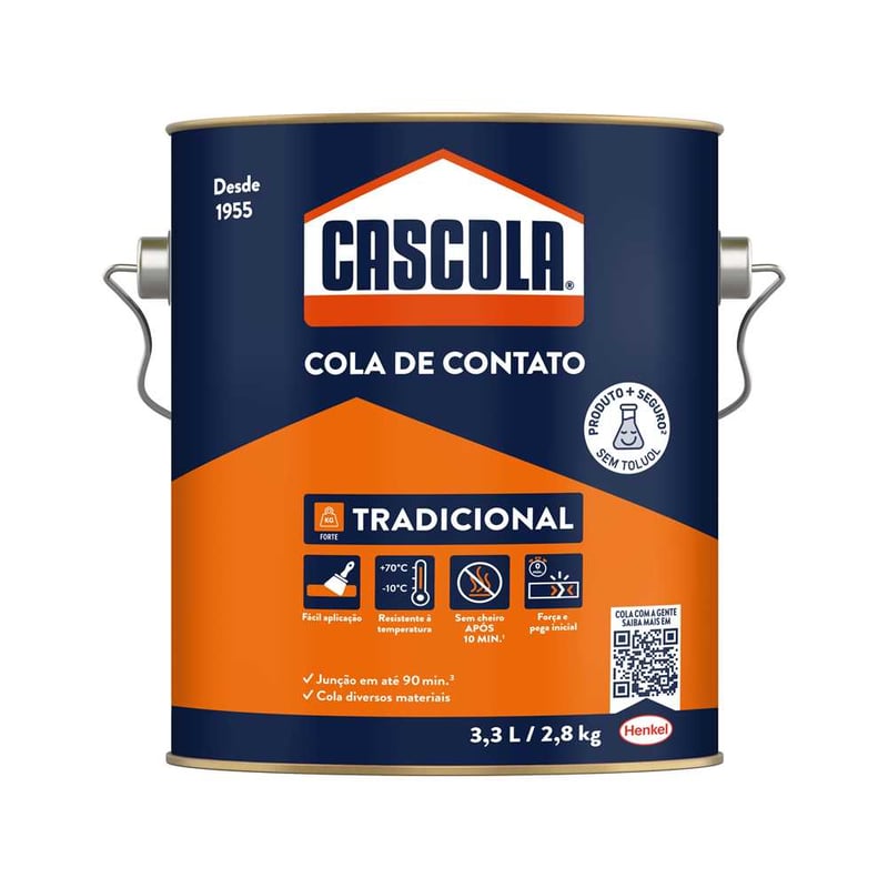 Adesivo de contato cascola sem toluol, 2,8 kg