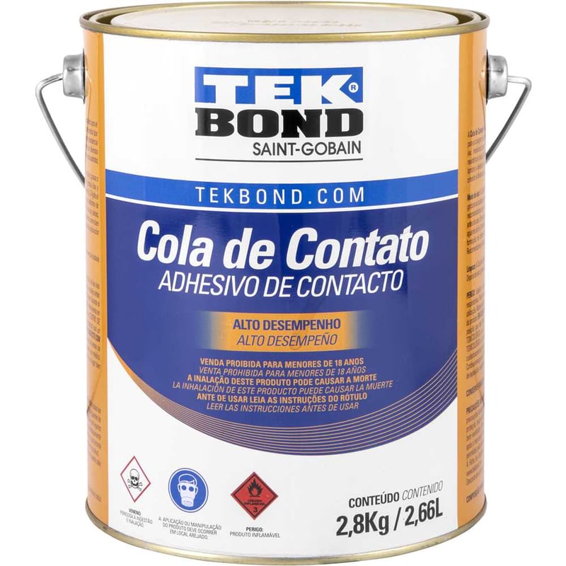 Adesivo de contato, 2,8 kg, com toluol, Cola de Contato