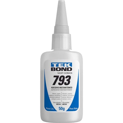 Adesivo instantâneo cianoacrilato, industrial, 793, 50 g