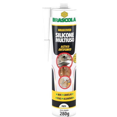 Borracha de silicone, Brascoved Construção, acética, preta, 280 g