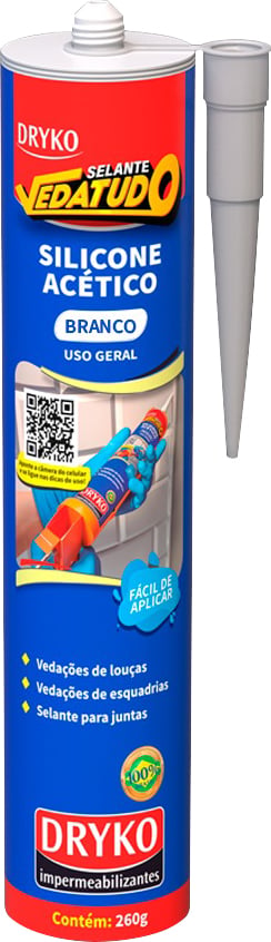 Borracha de silicone acético, com fungicida, branco, 260 g