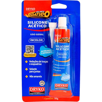 Borracha de silicone acético, com fungicida, incolor, 50 g